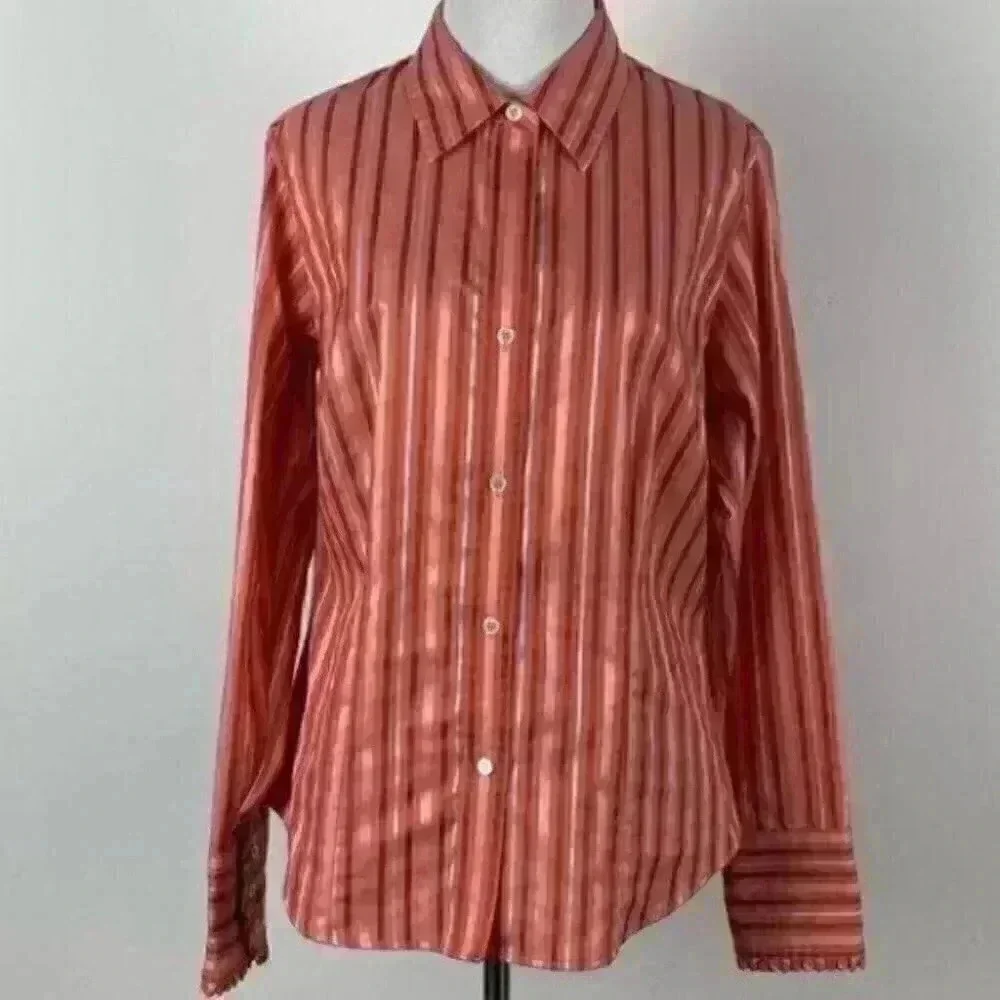 Liz Claiborne top size 10 button-down pinstripes